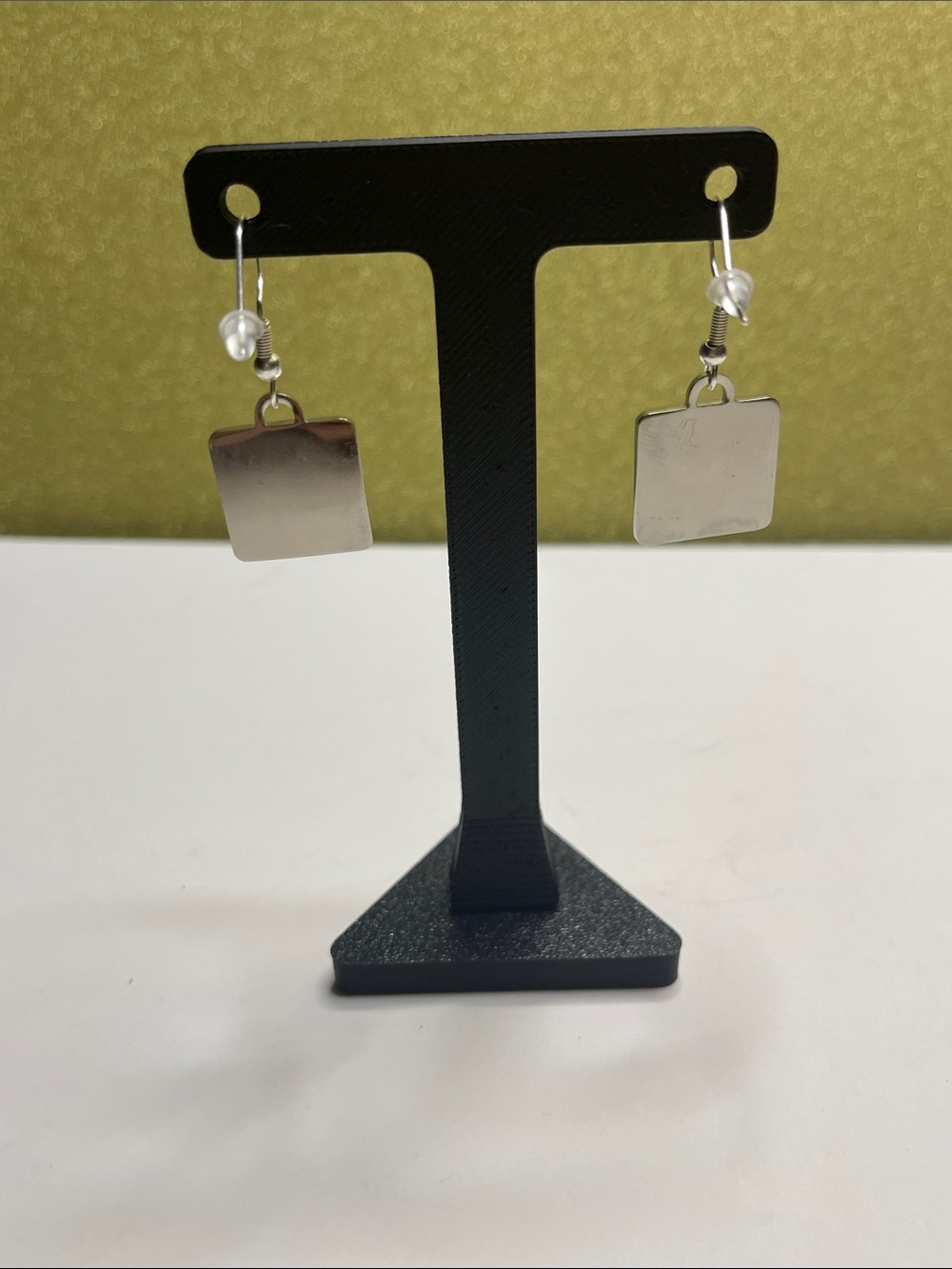 Coach Black and Silver Square Logo Drop Earrings - Picture 3 of 6